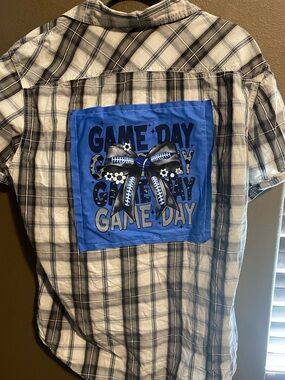 Hand crafted football themed game Plaid Button-Down Shirt